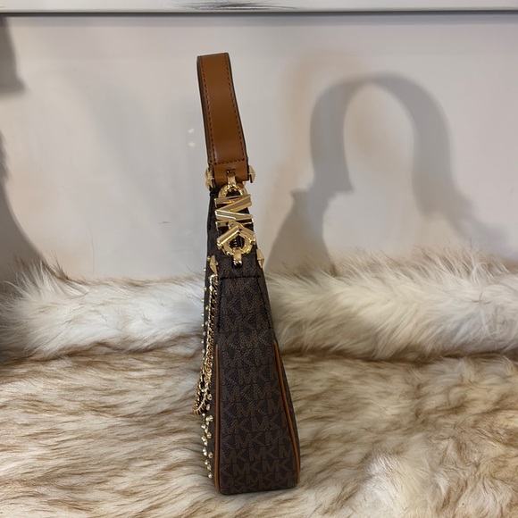 Michael Kors Piper Studded Brown Small Pouchette - Picture 5 of 9